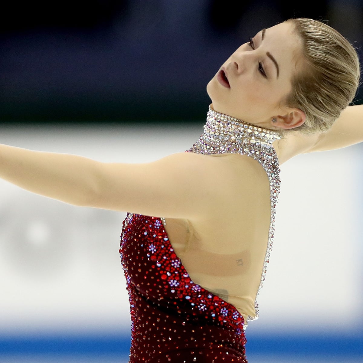gracie gold skating dresses Gracie Gold dark blue dress