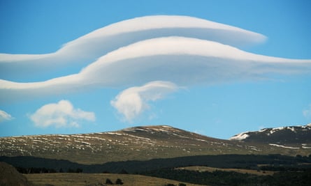 Lenticular clouds seen over Argentina.