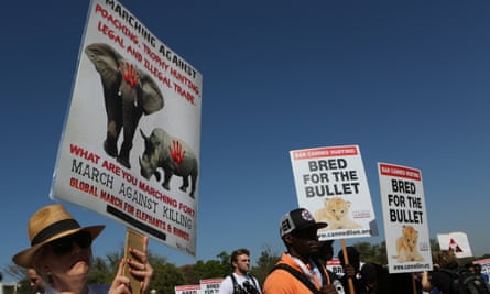 Activists march to the Convention on International Trade in Endangered Species of Wild Fauna and Flora, (CITES) in Sandton, Johannesburg.