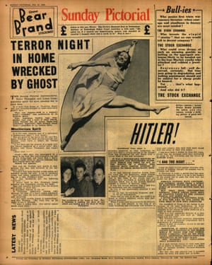 The poltergeist story of 20 February 1938 on the back page of the Sunday Pictorial.