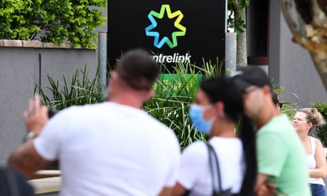 People queuing outside a Centrelink