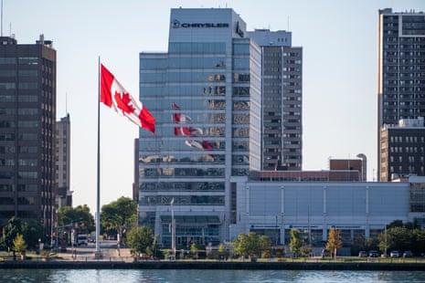 Canadian flag and river