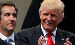 Donald Trumpâs then lawyer, Michael Cohen, stands behind Trump in 2016 during a campaign stop.