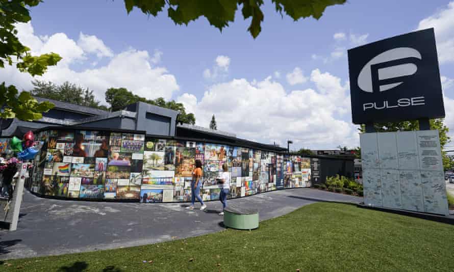 Visitors pay tribute at the Pulse nightclub memorial on the fifth anniversary of the shooting last year.