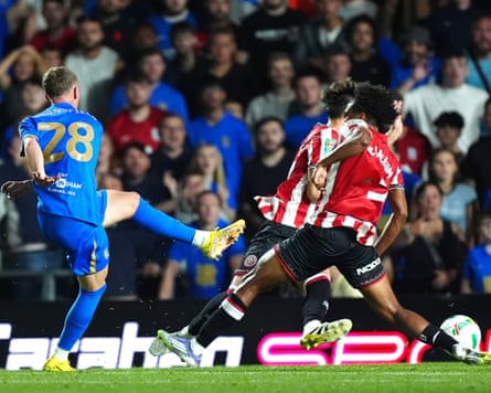 Birmingham’s Jay Stansfield fires in close to full time to send his side into the second round