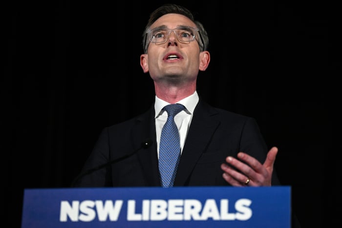 Dominic Perrottet speaks at the Liberal party state council at Rosehill Gardens in Sydney