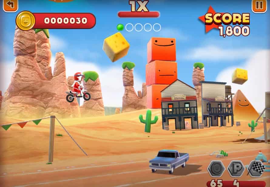 A desert scene in the Joe Danger game.