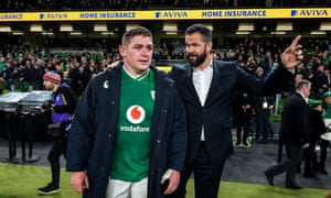 Andy Farrell speaks to Tadhg Furlong after Ireland’s narrow win.