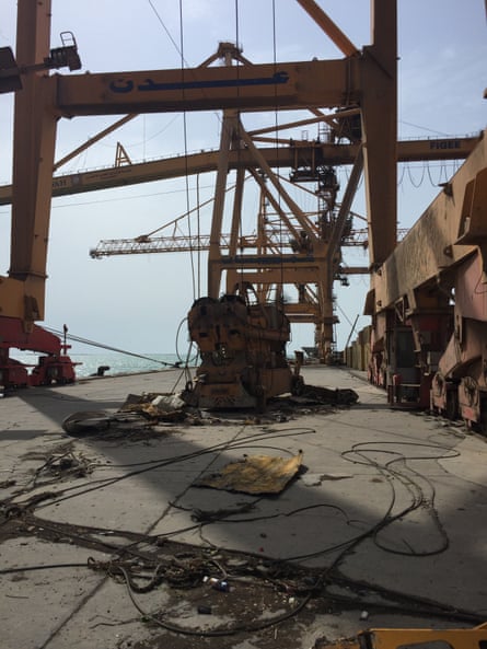 The port cranes in Hodeidah have been bombed by the Saudi-led coalition forces, making it difficult to unload cargo.