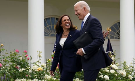 U.S. President Joe Biden speaks about the COVID-19 response in Washington<br>U.S. President Joe Biden and Vice President Kamala Harris laugh as they leave after speaking about the coronavirus disease (COVID-19) response and the vaccination program from the Rose Garden of the White House in Washington, U.S., May 13, 2021. REUTERS/Kevin Lamarque     TPX IMAGES OF THE DAY