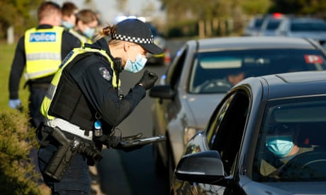File photo of Victoria police performing random checks in Melbourne in July 2020