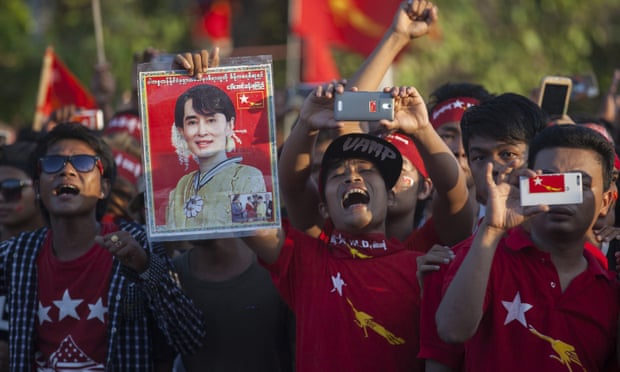 An election rally for Myanmar opposition leader Aung San Suu Kyi’s National League for Democracy (NLD).