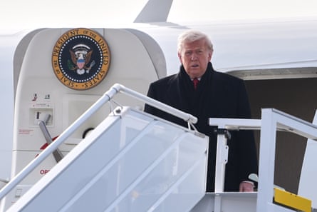 Donald Trump at the open door of a plane