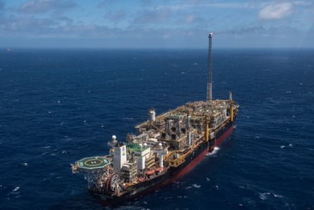 A floating oil platform in the sea