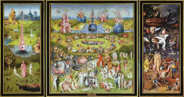 The Garden of Earthly Delights' (1500s) por Hieronymus Bosch.
