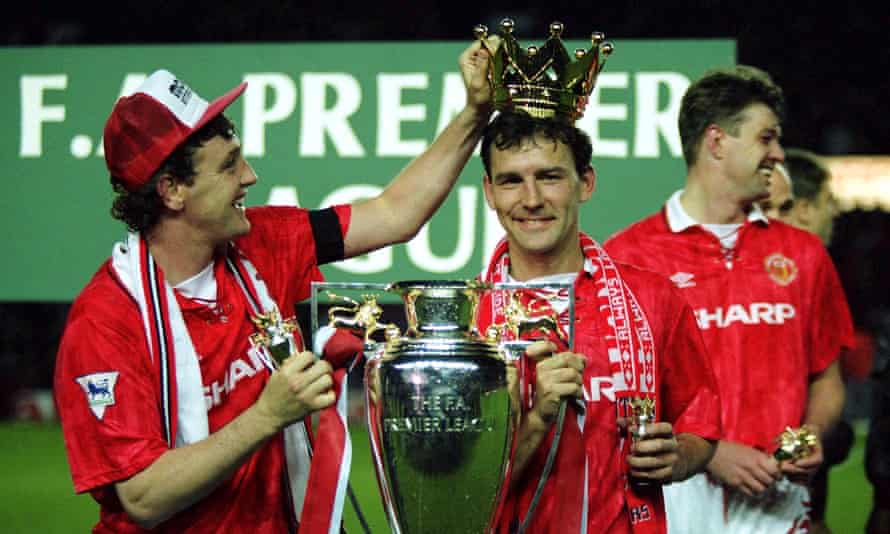 After Manchester United won the Premier League title in May 1993, Steve Bruce crowned Brian Robson.
