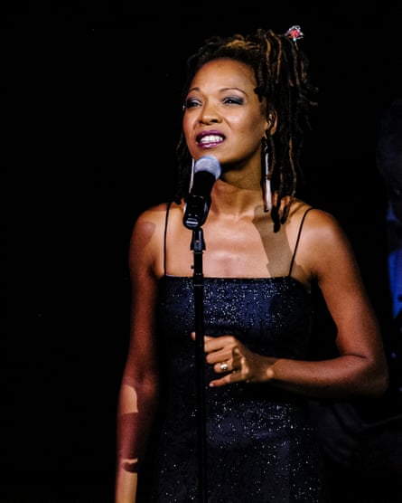 Lisa Simone on stage at A Tribute To Nina Simoneconcert at Carnegie Hall, New York, 2004, the year after hr mother died.