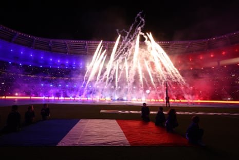 Pre-match fireworks and light show.