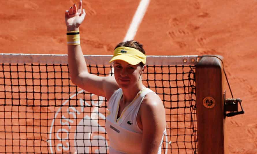 Anastasia Pavlyuchenkova greets the crowd after securing her place in the French Open final
