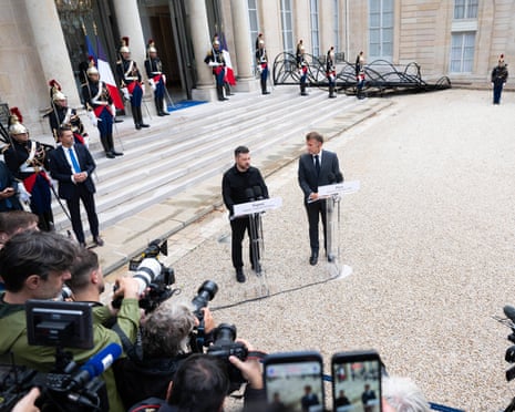 President of the French Republic Emmanuel Macron welcomes Volodymyr Zelenskyy, President of Ukraine, for a working meeting and dinner.