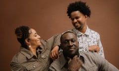 Stormzy with Drew Chateau (left) and Joseph Vambe (right), the first two students he put through Cambridge University