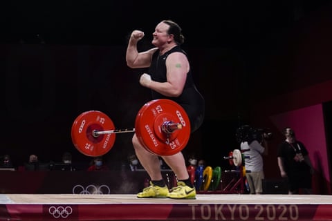 Laurel Hubbard competes in the weightlifting at the Tokyo Games in 2021.