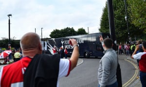 The Tottenham team bus arrives at Arsenal