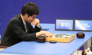 Ke Jie during the first match against Google’s AlphaGo AI.