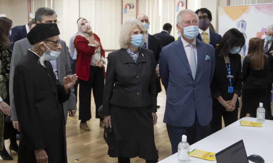 Prince Charles and Camilla, Duchess of Cornwall, visit a vaccination pop-up centre at Finsbury Park Mosque in north London.