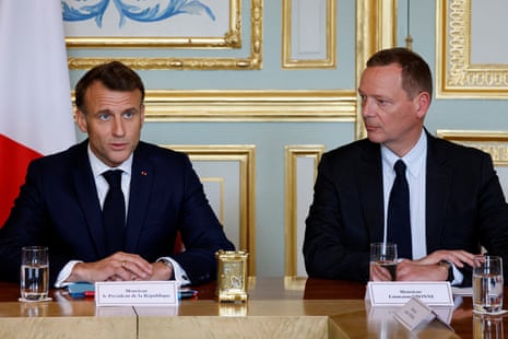 France’s president Emmanuel Macron speaks flanked by his diplomatic adviser Emmanuel Bonne during a diplomatic meeting in April last year.