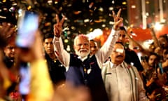 Narendra Modi arrives at his party’s headquarters to deliver a victory speech in New Delhi.