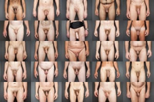 Photos of 25 men showing penis and testicles, belly, hands and thighs