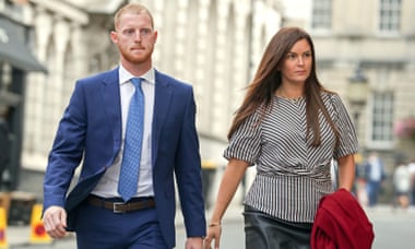 Ben Stokes and his wife, Clare, arrive at Bristol crown court during his trial for affray in 2018.