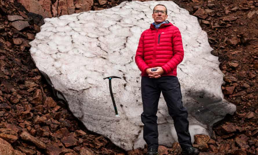 Iain Cameron with the Sphinx snow patch in 2019.