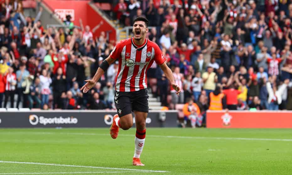 Armando Broja celebrates Southampton’s winner.