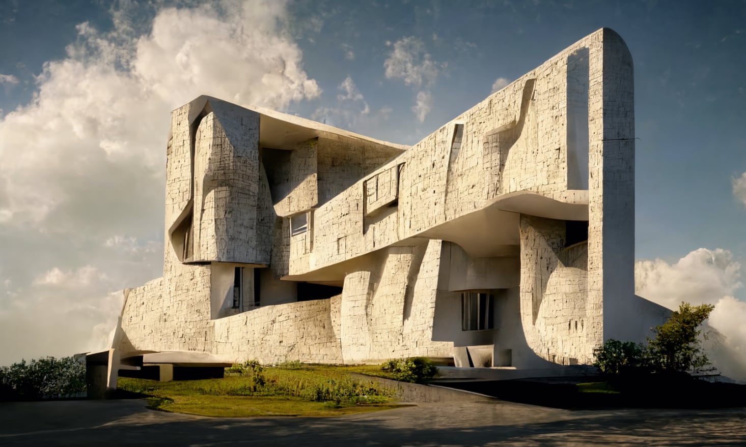 Architecture from beyond the grave … a building created by AI in the style of Le Corbusier.