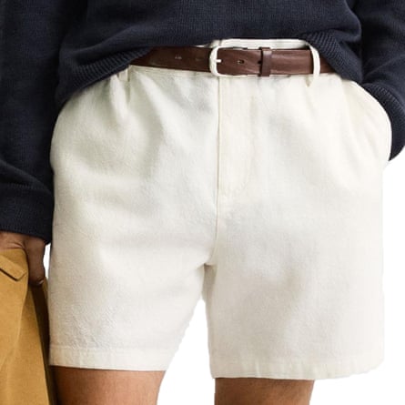 Zara Linen/Cotton Bermuda Shorts in white.