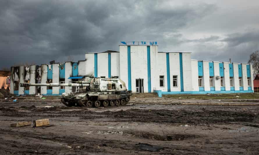Destroyed Russian military equipment in Trostianets, in Ukraine’s Sumy region