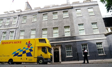 A moving van in Downing Street, as the PM is on holiday.