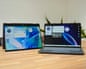 The Googlebook logo on the deck of a Asus Googlebook 14 laptop.