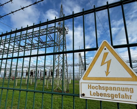 A general view after a sabotage attempt which had been made to short-circuit a power grid installation in Dormagen, in the western state of North Rhine-Westphalia, Germany.