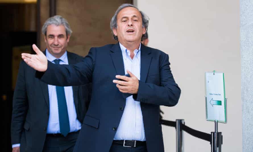 Michel Platini, the former France footballer and UEFA president, leaves court on Wednesday.