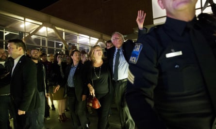 Democratic hopeful Bernie Sanders and his wife, Jane, on the stump in Oklahoma.