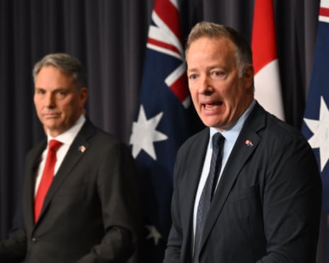Fuhr and Marles speak to the media following the signing of the export deal.