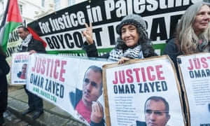 A protest in London in January against Bulgaria extraditing Omar Nayef Zayed to Israel.