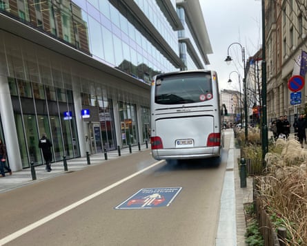 Back of a bus on road