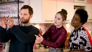 Comedians Liam Williams, Emma Sidi and Lolly Adefope in Pls Like