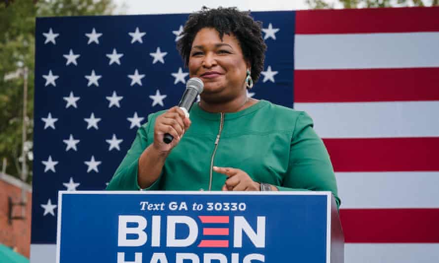 Stacey Abrams at a rally in support of Biden and Kamala Harris in Decatur, Georgia, in October 2020.