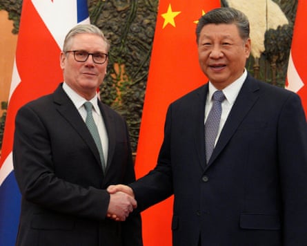 Starmer shaking hands with Xi Jinping during his visit in January.