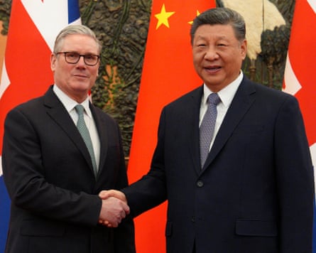 Keir Starmer shakes hands with Xi Jinping in Beijing